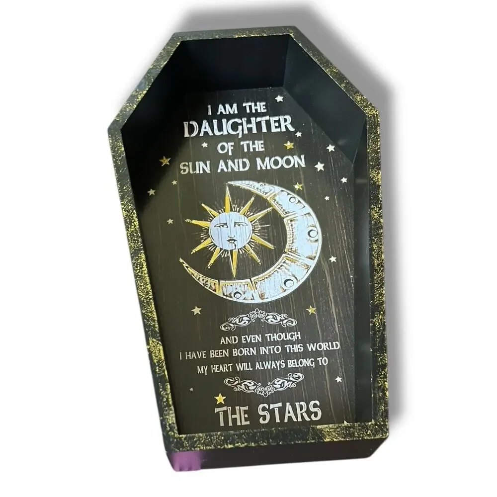 Ashland Enchanted Forest Coffin Shelf Sun Moon Stars Halloween Tabletop Décor - Picture 8 of 8